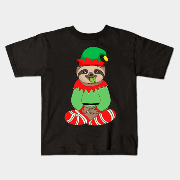 Sloth In Elf Costume Christmas Kids T-Shirt by Danielsmfbb